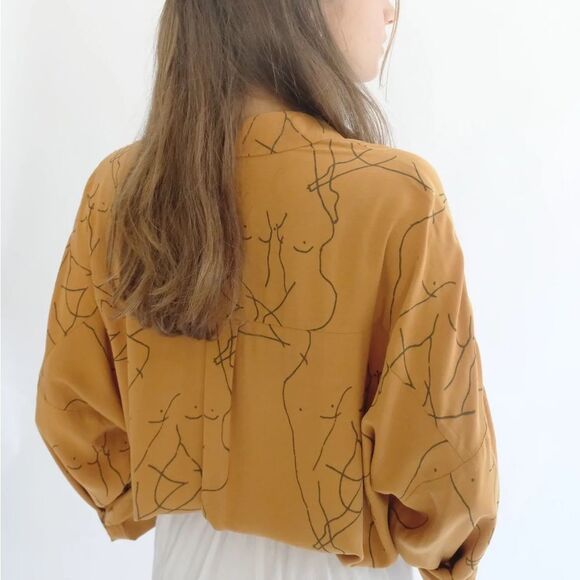 Oh Seven Days Mustard Cupro Blouse - Picture 1 of 6